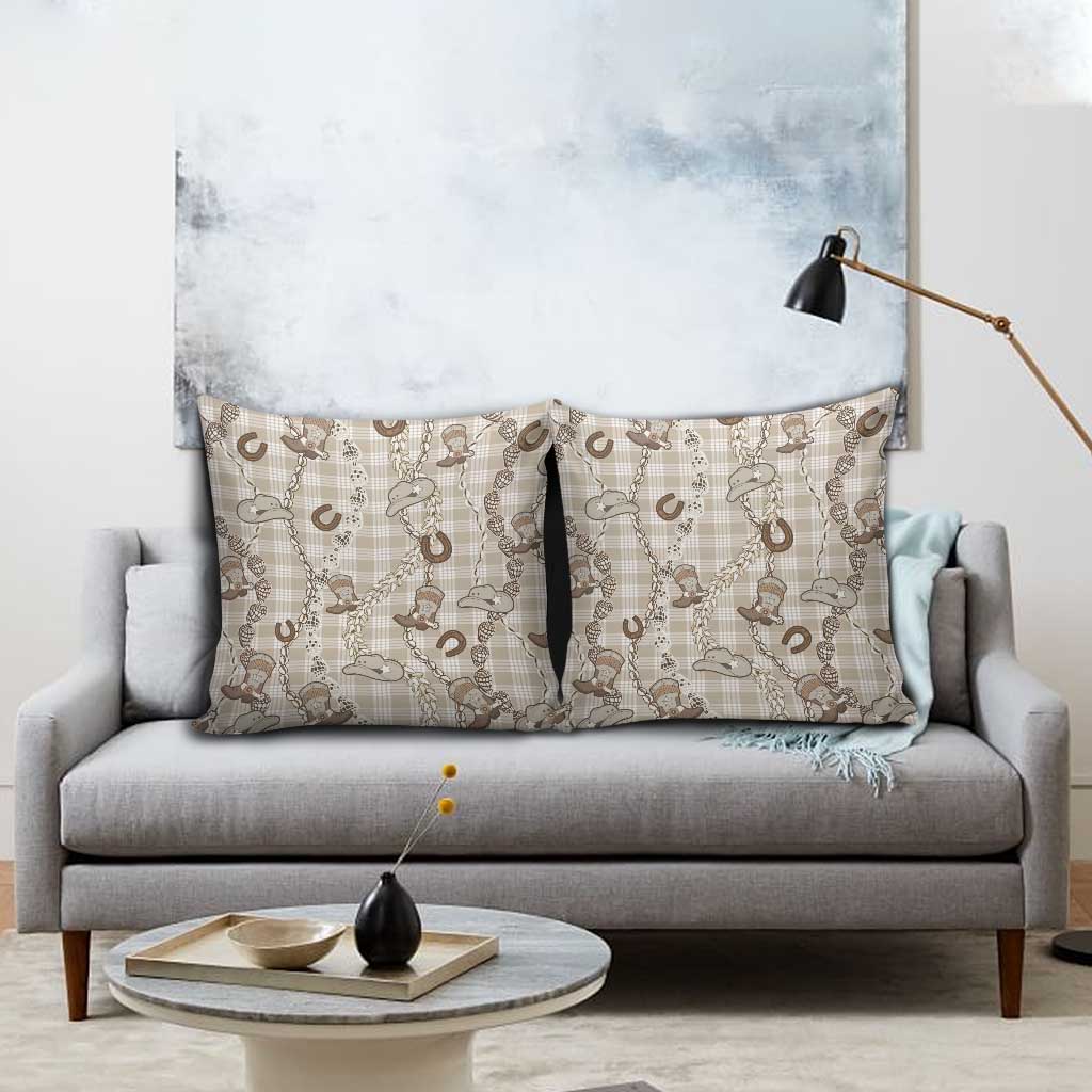 Hawaii Palaka Cowboy Pillow Cover Shell Maile Lei With Western Patterns - Polynesian Pride