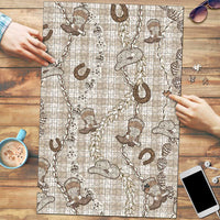 Hawaii Palaka Cowboy Puzzle Shell Maile Lei With Western Patterns DT05 Beige - Polynesian Pride
