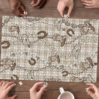 Hawaii Palaka Cowboy Puzzle Shell Maile Lei With Western Patterns DT05 - Polynesian Pride