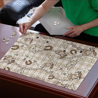 Hawaii Palaka Cowboy Puzzle Shell Maile Lei With Western Patterns DT05 - Polynesian Pride