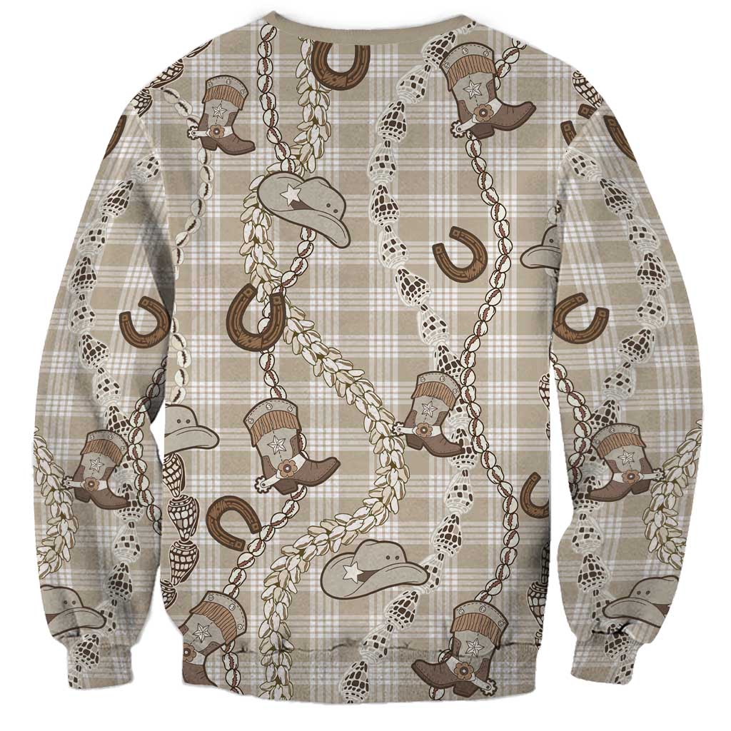Hawaii Palaka Cowboy Sweatshirt Shell Maile Lei With Western Patterns DT05 - Polynesian Pride