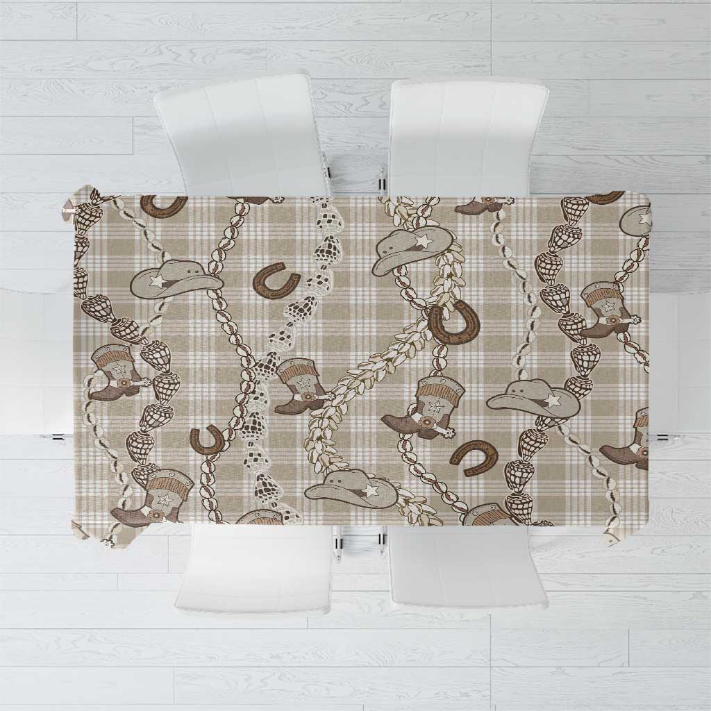 Hawaii Palaka Cowboy Tablecloth Shell Maile Lei With Western Patterns - Polynesian Pride