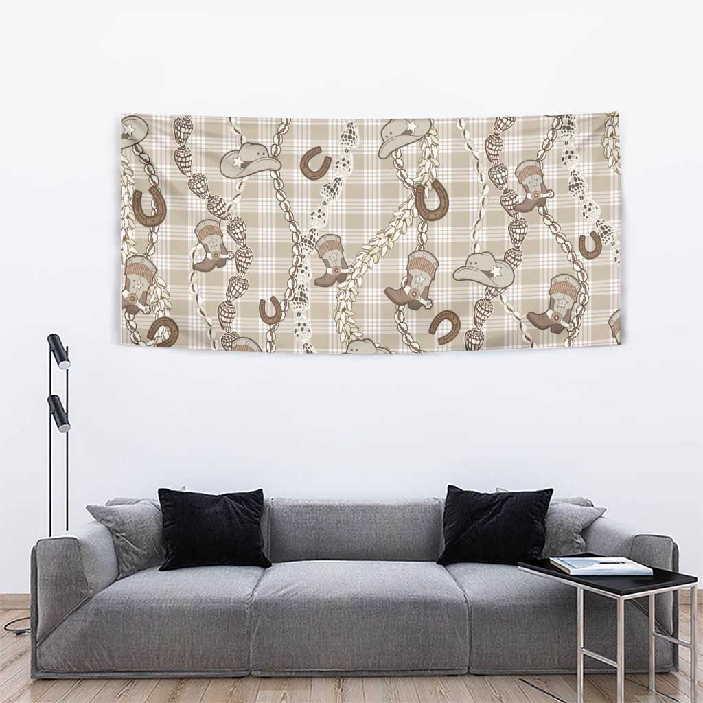 Hawaii Palaka Cowboy Tapestry Shell Maile Lei With Western Patterns - Polynesian Pride