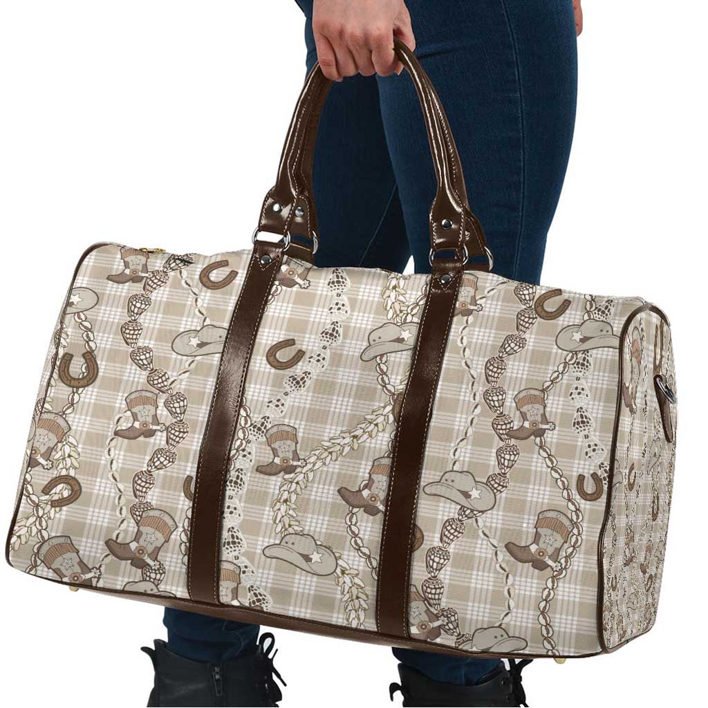 Hawaii Palaka Cowboy Travel Bag Shell Maile Lei With Western Patterns - Polynesian Pride