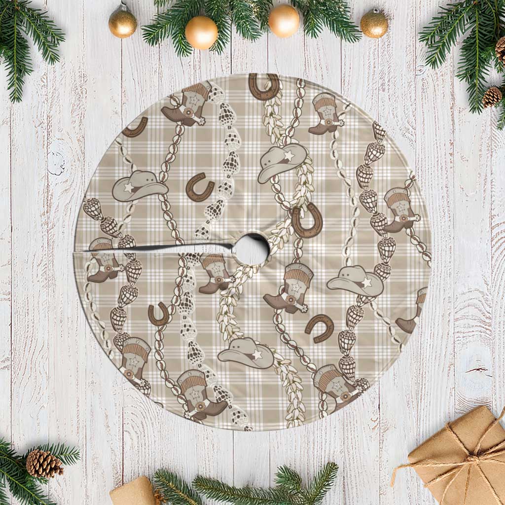 Hawaii Palaka Cowboy Tree Skirt Shell Maile Lei With Western Patterns DT05 Casual Beige - Polynesian Pride