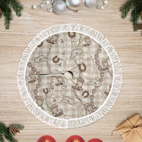 Hawaii Palaka Cowboy Tree Skirt Shell Maile Lei With Western Patterns DT05 Fringed Beige - Polynesian Pride