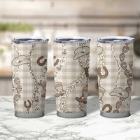 Hawaii Palaka Cowboy Tumbler Cup Shell Maile Lei With Western Patterns - Polynesian Pride