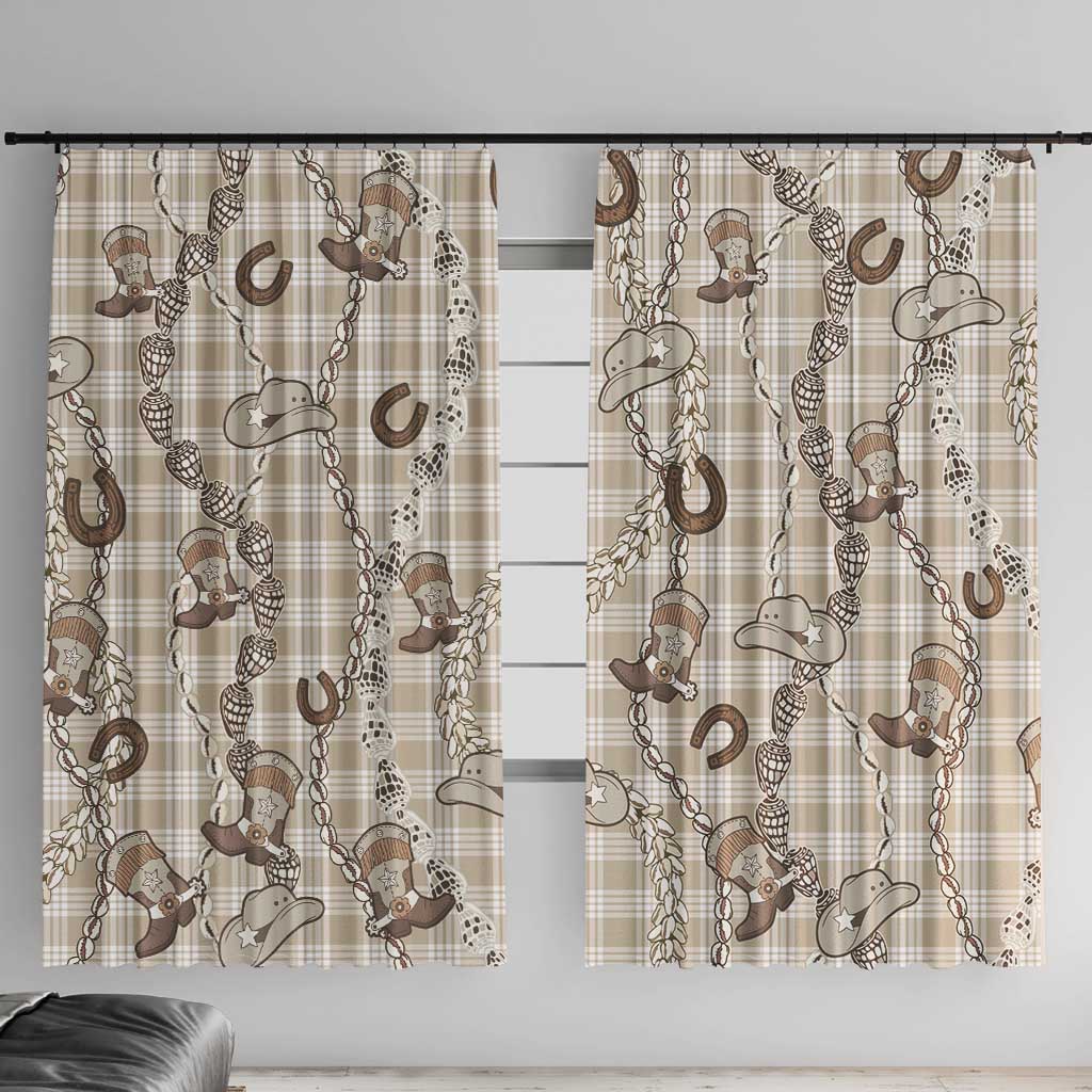 Hawaii Palaka Cowboy Window Curtain Shell Maile Lei With Western Patterns - Polynesian Pride