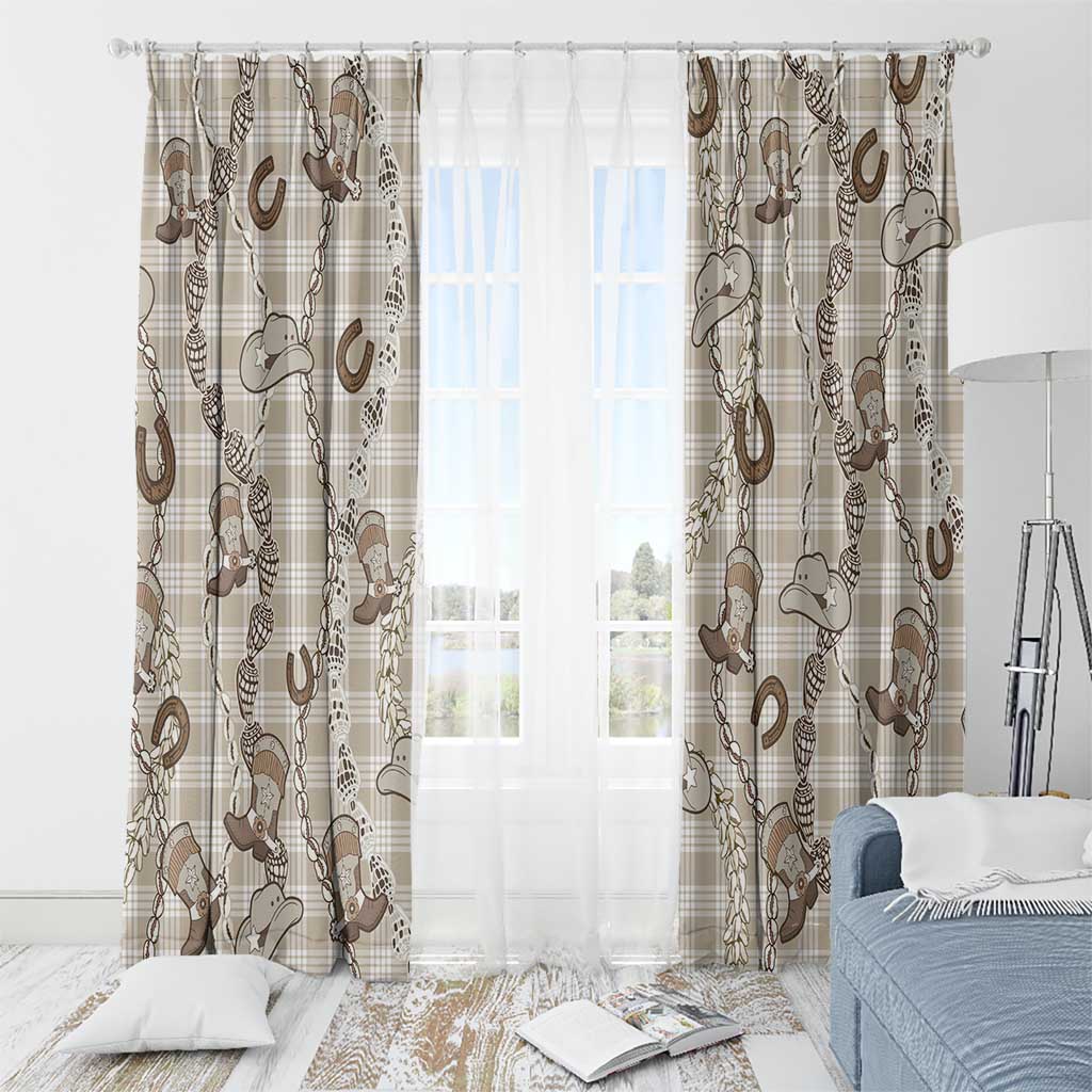 Hawaii Palaka Cowboy Window Curtain Shell Maile Lei With Western Patterns - Polynesian Pride