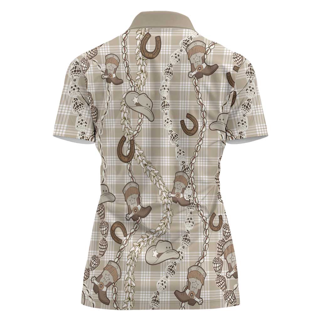 Hawaii Palaka Cowboy Women Polo Shirt Shell Maile Lei With Western Patterns DT05 - Polynesian Pride