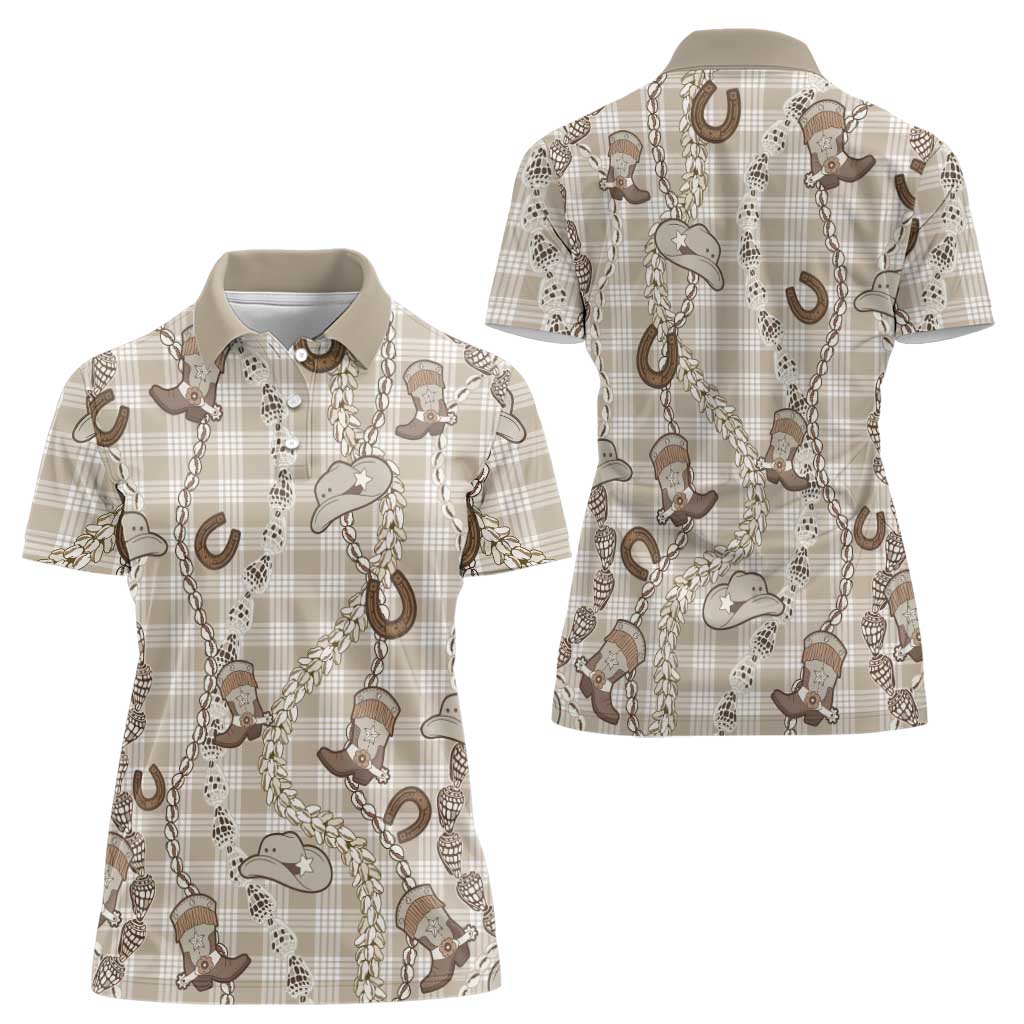 Hawaii Palaka Cowboy Women Polo Shirt Shell Maile Lei With Western Patterns DT05 - Polynesian Pride
