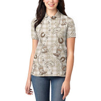 Hawaii Palaka Cowboy Women Polo Shirt Shell Maile Lei With Western Patterns DT05 - Polynesian Pride