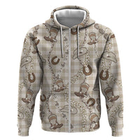 Hawaii Palaka Cowboy Zip Hoodie Shell Maile Lei With Western Patterns - Polynesian Pride