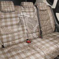 Beige Hawaii Palaka Cowboy Turtle Back Car Seat Cover Hawaiian Paniolo Puakenikeni Maile Lei - Polynesian Pride