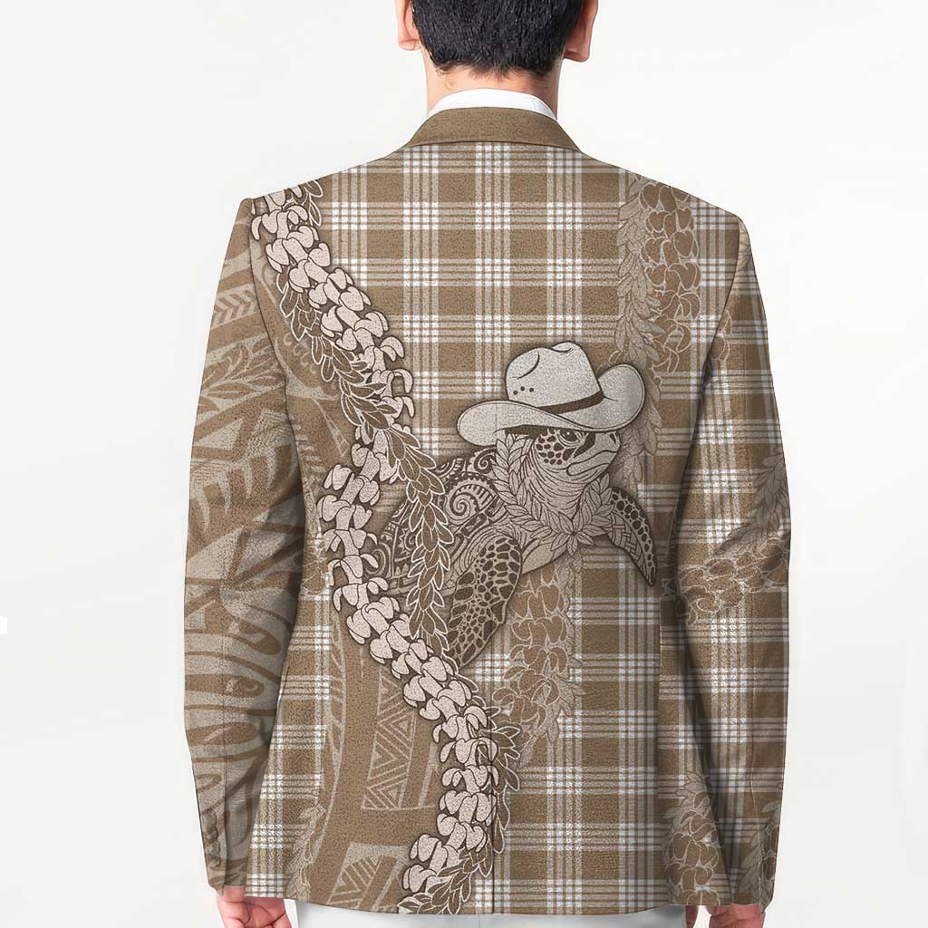 Beige Hawaii Palaka Cowboy Turtle Blazer Hawaiian Paniolo Puakenikeni Maile Lei - Polynesian Pride