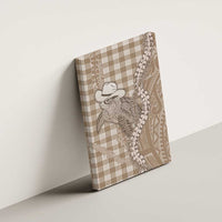 Beige Hawaii Palaka Cowboy Turtle Canvas Wall Art Hawaiian Paniolo Puakenikeni Maile Lei - Polynesian Pride