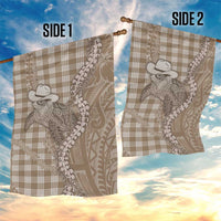 Beige Hawaii Palaka Cowboy Turtle Garden Flag Hawaiian Paniolo Puakenikeni Maile Lei - Polynesian Pride