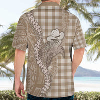 Beige Hawaii Palaka Cowboy Turtle Hawaiian Shirt Hawaiian Paniolo Puakenikeni Maile Lei - Polynesian Pride