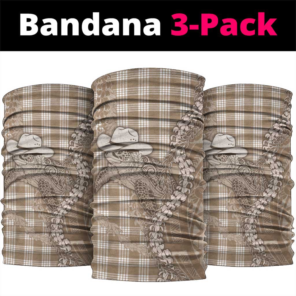 Beige Hawaii Palaka Cowboy Turtle Neck Gaiter Hawaiian Paniolo Puakenikeni Maile Lei - Polynesian Pride