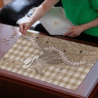 Beige Hawaii Palaka Cowboy Turtle Puzzle Hawaiian Paniolo Puakenikeni Maile Lei - Polynesian Pride