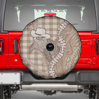 Beige Hawaii Palaka Cowboy Turtle Spare Tire Cover Hawaiian Paniolo Puakenikeni Maile Lei - Polynesian Pride
