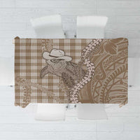 Beige Hawaii Palaka Cowboy Turtle Tablecloth Hawaiian Paniolo Puakenikeni Maile Lei DT05 Beige - Polynesian Pride