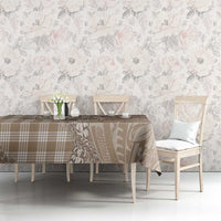 Beige Hawaii Palaka Cowboy Turtle Tablecloth Hawaiian Paniolo Puakenikeni Maile Lei DT05 - Polynesian Pride