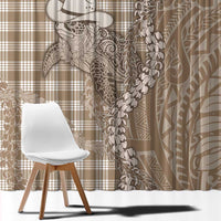 Beige Hawaii Palaka Cowboy Turtle Window Curtain Hawaiian Paniolo Puakenikeni Maile Lei - Polynesian Pride