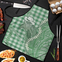 Green Hawaii Palaka Cowboy Turtle Apron Hawaiian Paniolo Puakenikeni Maile Lei - Polynesian Pride