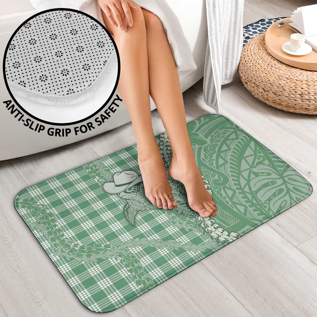 Green Hawaii Palaka Cowboy Turtle Bathroom Set Hawaiian Paniolo Puakenikeni Maile Lei - Polynesian Pride