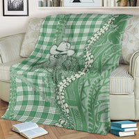 Green Hawaii Palaka Cowboy Turtle Blanket Hawaiian Paniolo Puakenikeni Maile Lei - Polynesian Pride