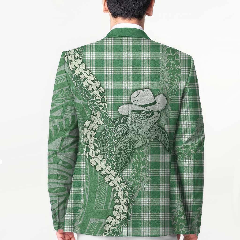 Green Hawaii Palaka Cowboy Turtle Blazer Hawaiian Paniolo Puakenikeni Maile Lei - Polynesian Pride