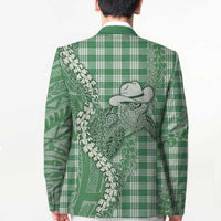 Green Hawaii Palaka Cowboy Turtle Blazer Hawaiian Paniolo Puakenikeni Maile Lei - Polynesian Pride