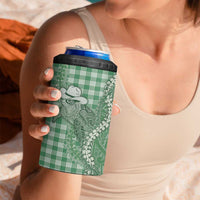 Green Hawaii Palaka Cowboy Turtle 4 in 1 Can Cooler Tumbler Hawaiian Paniolo Puakenikeni Maile Lei - Polynesian Pride