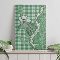 Green Hawaii Palaka Cowboy Turtle Canvas Wall Art Hawaiian Paniolo Puakenikeni Maile Lei - Polynesian Pride