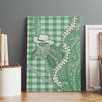 Green Hawaii Palaka Cowboy Turtle Canvas Wall Art Hawaiian Paniolo Puakenikeni Maile Lei - Polynesian Pride