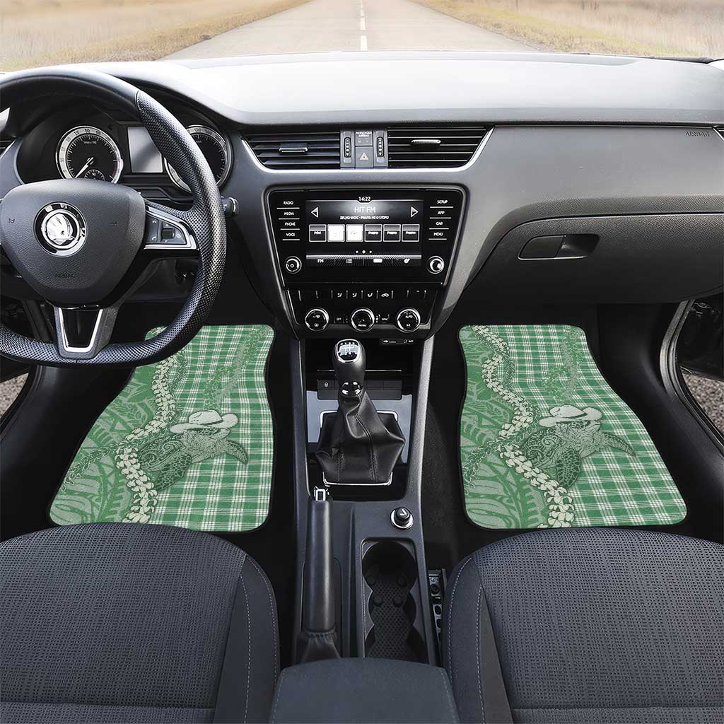 Green Hawaii Palaka Cowboy Turtle Car Mats Hawaiian Paniolo Puakenikeni Maile Lei - Polynesian Pride