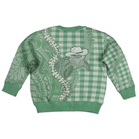 Green Hawaii Palaka Cowboy Turtle Kid Ugly Christmas Sweater Hawaiian Paniolo Puakenikeni Maile Lei - Polynesian Pride