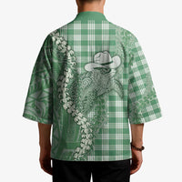Green Hawaii Palaka Cowboy Turtle Kimono Hawaiian Paniolo Puakenikeni Maile Lei - Polynesian Pride