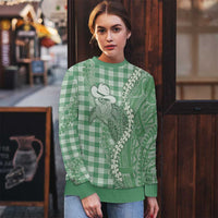 Green Hawaii Palaka Cowboy Turtle Ugly Christmas Sweater Hawaiian Paniolo Puakenikeni Maile Lei - Polynesian Pride