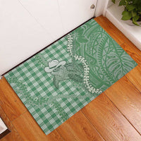 Green Hawaii Palaka Cowboy Turtle Rubber Doormat Hawaiian Paniolo Puakenikeni Maile Lei - Polynesian Pride