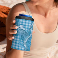 Blue Hawaii Palaka Cowboy Turtle 4 in 1 Can Cooler Tumbler Hawaiian Paniolo Puakenikeni Maile Lei - Polynesian Pride