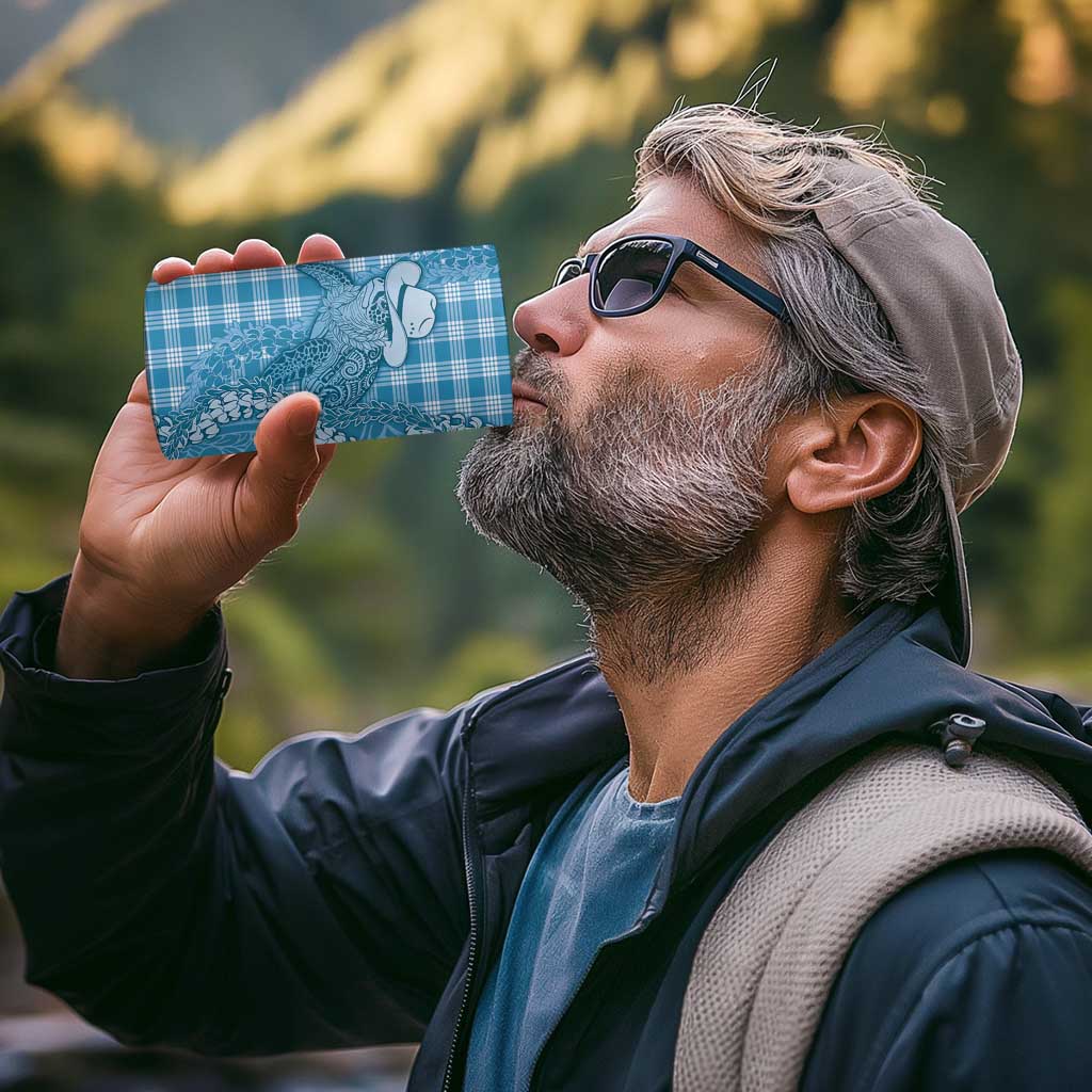Blue Hawaii Palaka Cowboy Turtle 4 in 1 Can Cooler Tumbler Hawaiian Paniolo Puakenikeni Maile Lei - Polynesian Pride