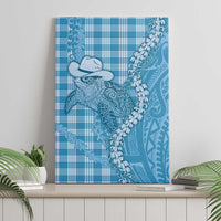 Blue Hawaii Palaka Cowboy Turtle Canvas Wall Art Hawaiian Paniolo Puakenikeni Maile Lei - Polynesian Pride