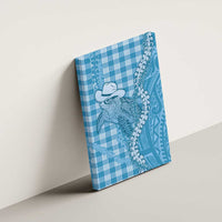 Blue Hawaii Palaka Cowboy Turtle Canvas Wall Art Hawaiian Paniolo Puakenikeni Maile Lei - Polynesian Pride