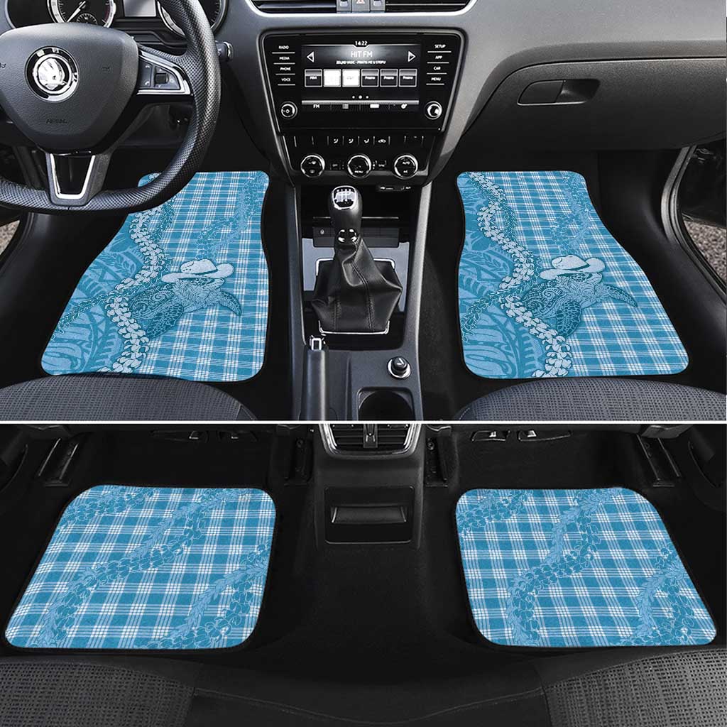 Blue Hawaii Palaka Cowboy Turtle Car Mats Hawaiian Paniolo Puakenikeni Maile Lei - Polynesian Pride