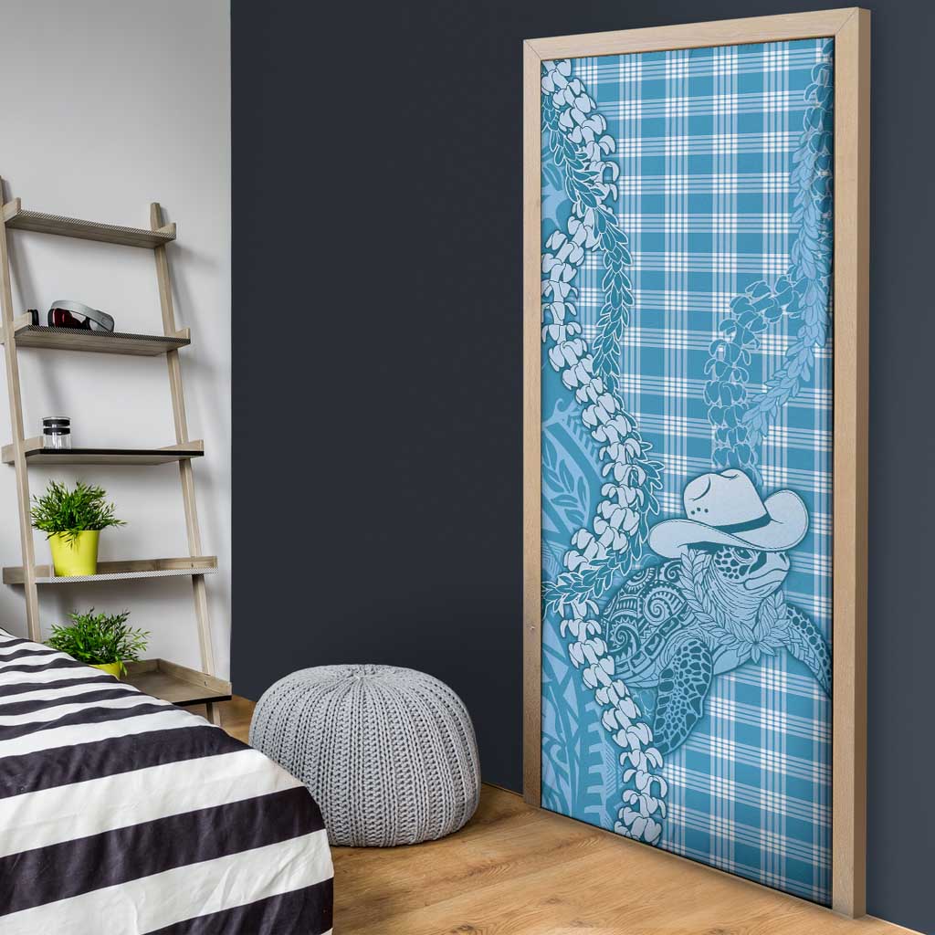 Blue Hawaii Palaka Cowboy Turtle Door Cover Hawaiian Paniolo Puakenikeni Maile Lei - Polynesian Pride