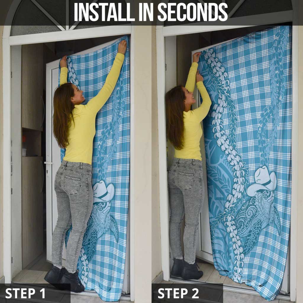 Blue Hawaii Palaka Cowboy Turtle Door Cover Hawaiian Paniolo Puakenikeni Maile Lei - Polynesian Pride