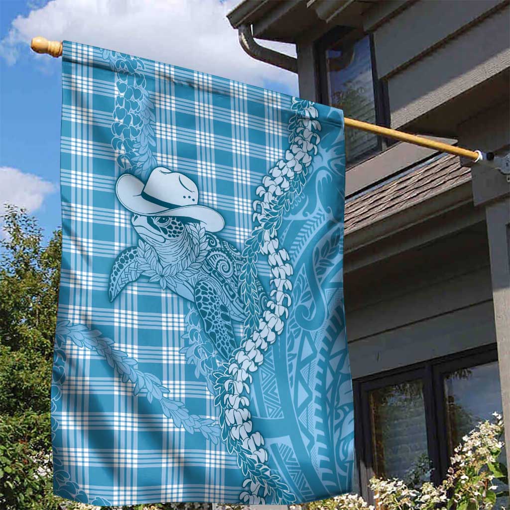 Blue Hawaii Palaka Cowboy Turtle Garden Flag Hawaiian Paniolo Puakenikeni Maile Lei - Polynesian Pride