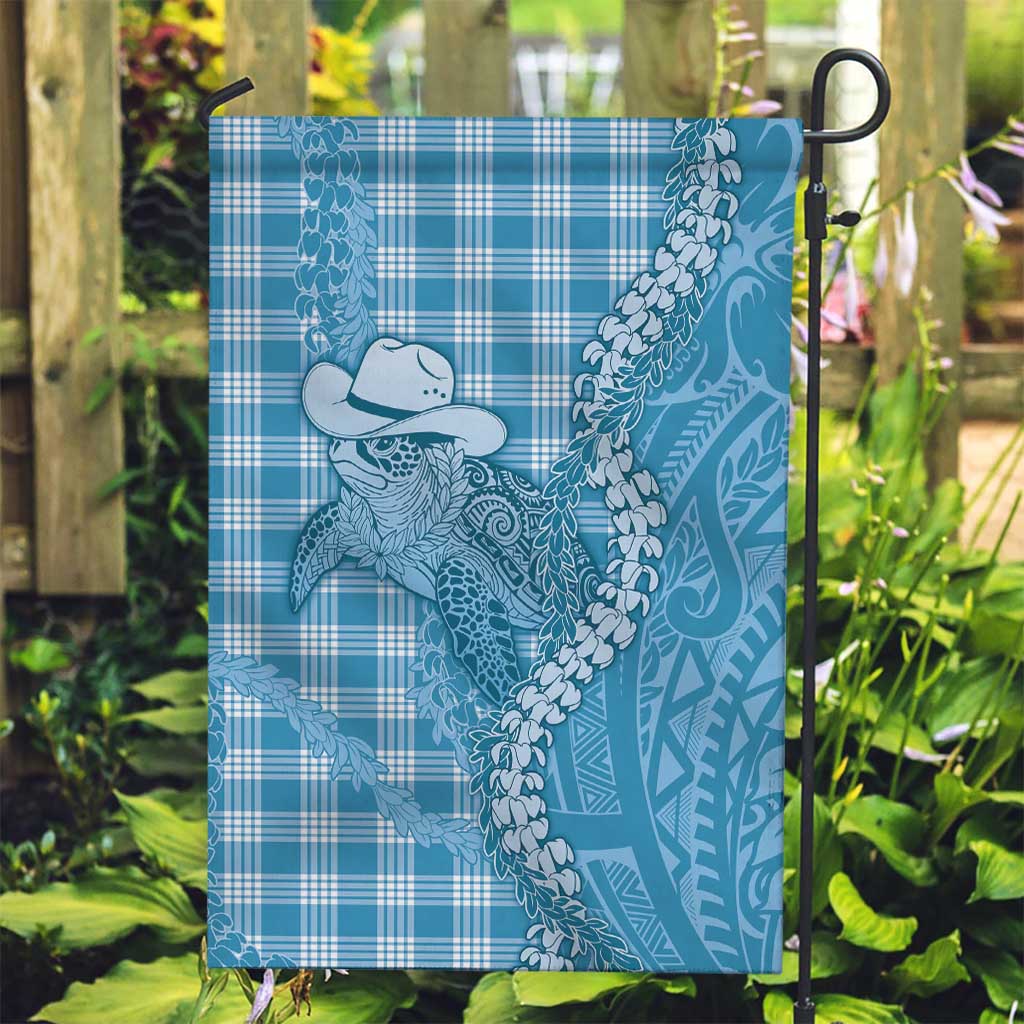 Blue Hawaii Palaka Cowboy Turtle Garden Flag Hawaiian Paniolo Puakenikeni Maile Lei - Polynesian Pride